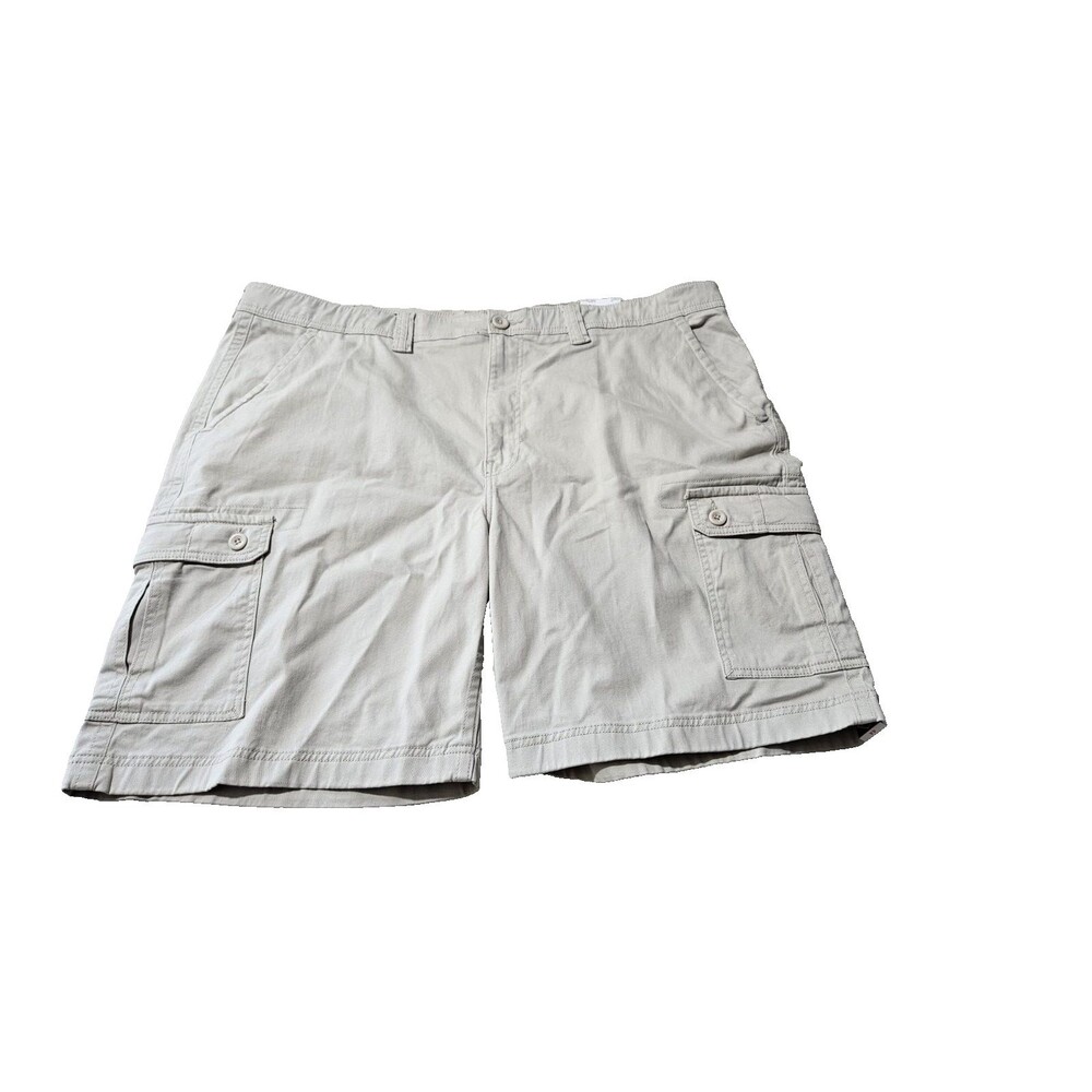 NEW! St. John’s Bay Men’s Cargo Shorts 44 Classic Stone Stretch Straight Fit